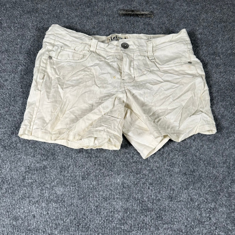 L.E.I. Shorts Womens Size 7 Cream Ramie Cotton Blend Casual Flap Pocket Summer
